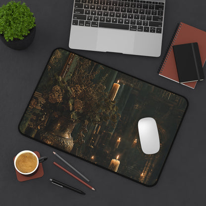 Ancient Library With Floating Candles - Dark Academia Gaming Desk Mat - Moikas