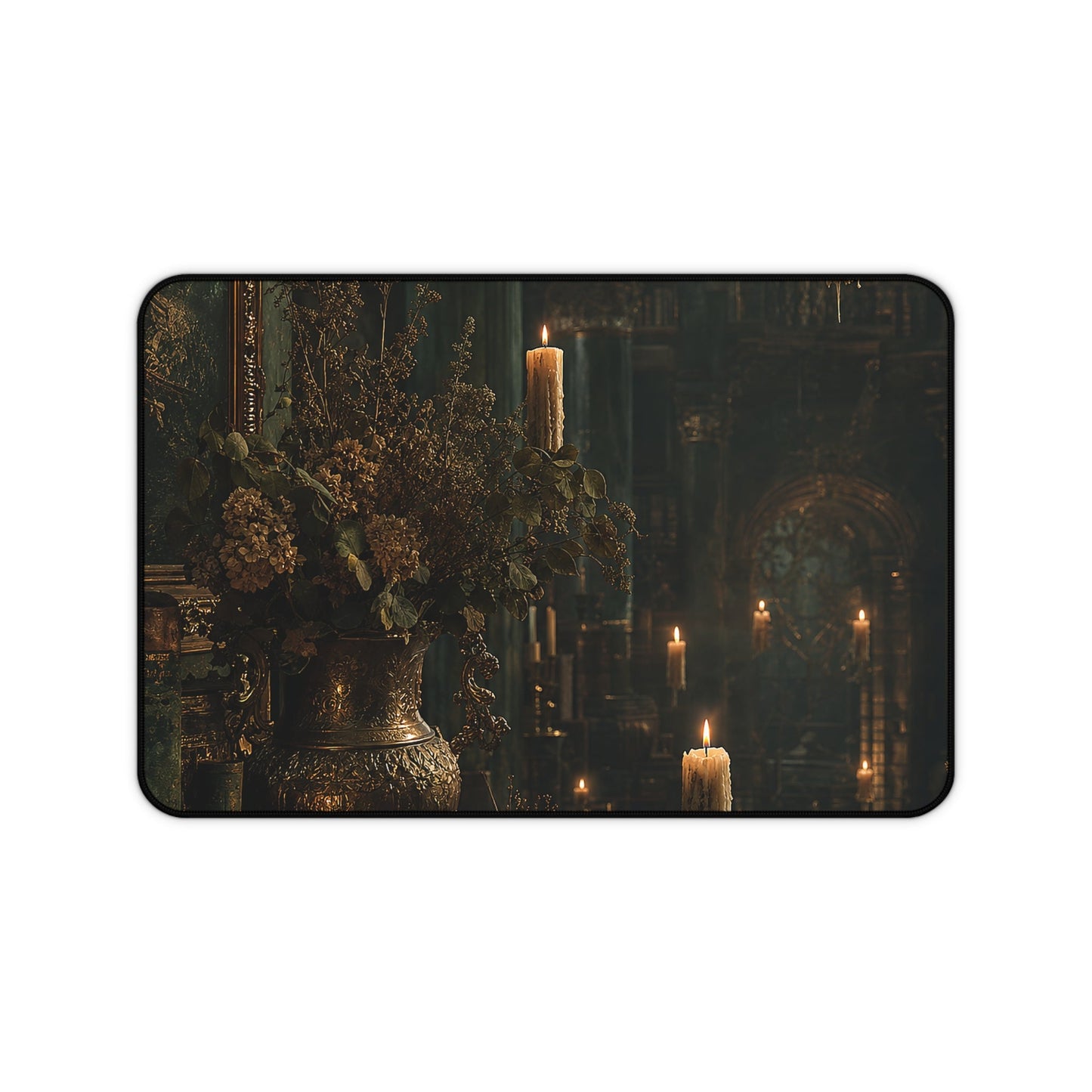 Ancient Library With Floating Candles - Dark Academia Gaming Desk Mat - Moikas