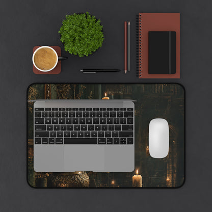 Ancient Library With Floating Candles - Dark Academia Gaming Desk Mat - Moikas