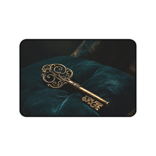 Antique Key On Velvet Cushion - Dark Academia Gaming Desk Mat - Moikas