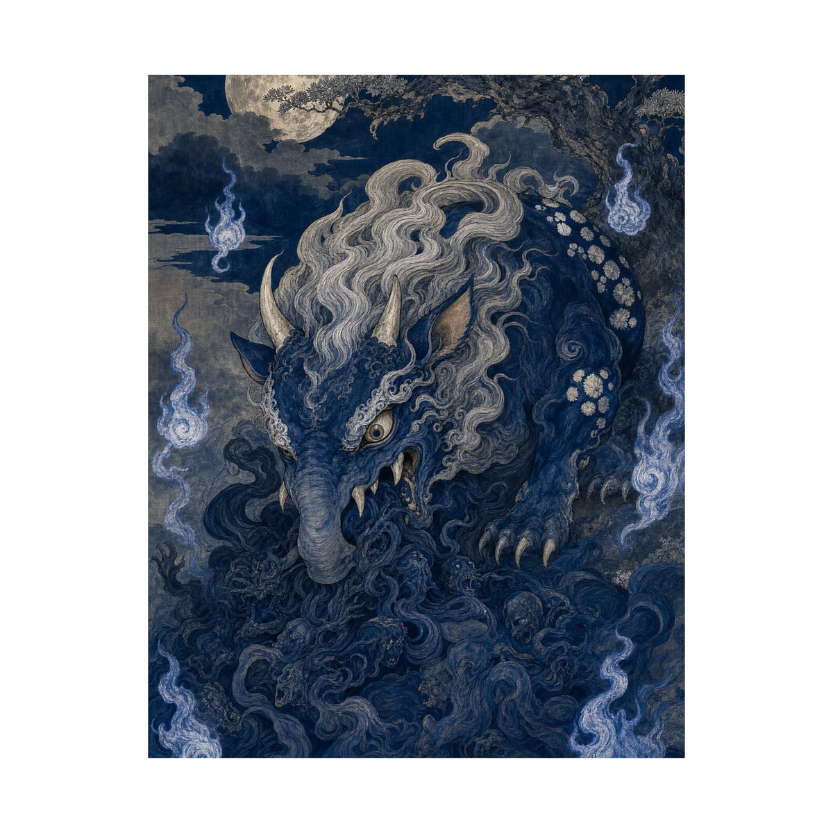 Baku Eating Nightmares - Japanese Mythology Art Print (Matte Poster) - Moikas