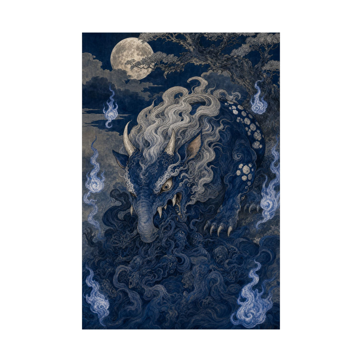 Baku Eating Nightmares - Japanese Mythology Art Print (Matte Poster) - Moikas