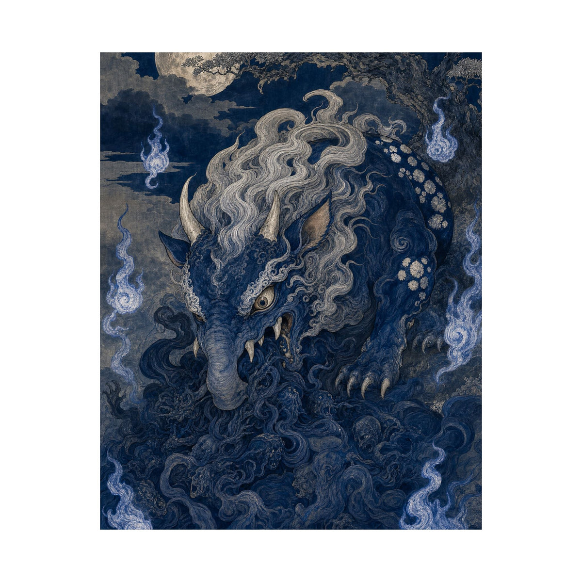 Baku Eating Nightmares - Japanese Mythology Art Print (Matte Poster) - Moikas
