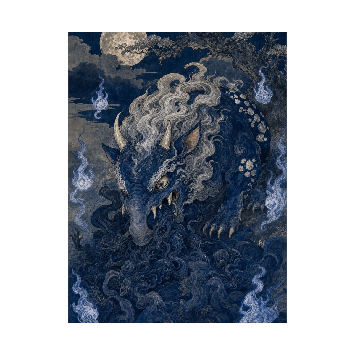 Baku Eating Nightmares - Japanese Mythology Art Print (Matte Poster) - Moikas