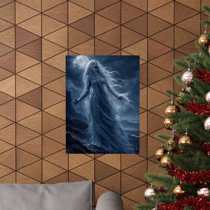 Banshee Wailing Over Moor - Dark Fantasy Art Print (Matte Poster) - Moikas