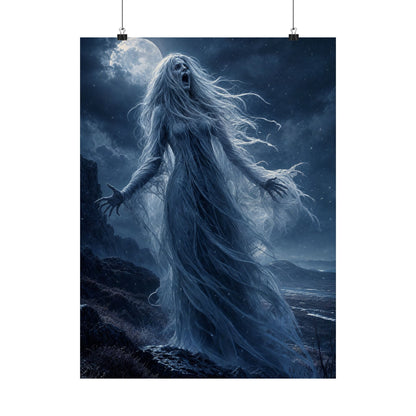 Banshee Wailing Over Moor - Dark Fantasy Art Print (Matte Poster) - Moikas