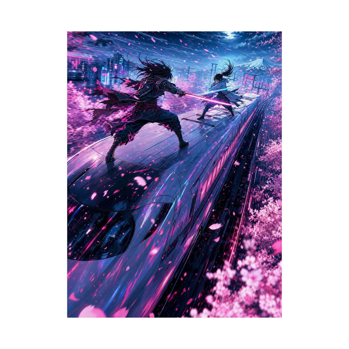Battle Atop Moving Bullet Train - Anime Manga Art Print (Matte Poster) - Moikas