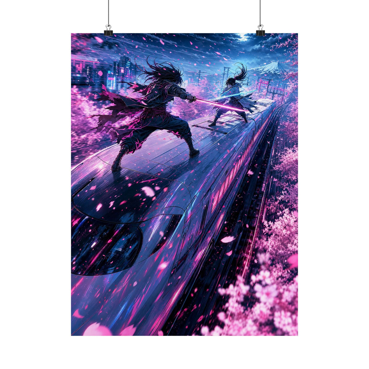 Battle Atop Moving Bullet Train - Anime Manga Art Print (Matte Poster) - Moikas
