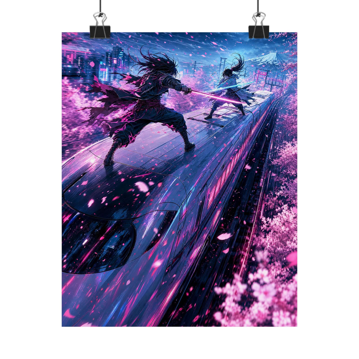 Battle Atop Moving Bullet Train - Anime Manga Art Print (Matte Poster) - Moikas