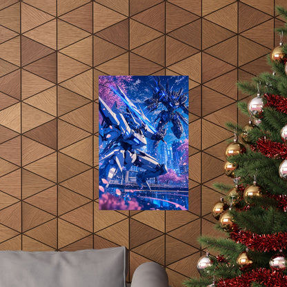 Battle Between Mechs In City - Anime Manga Art Print (Matte Poster) - Moikas