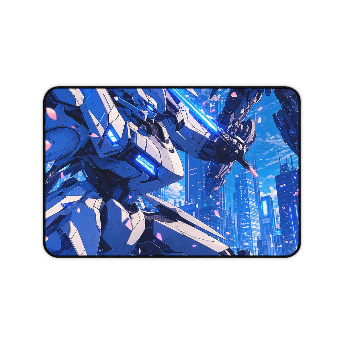 Battle Between Mechs In City - Anime Manga Gaming Desk Mat - Moikas