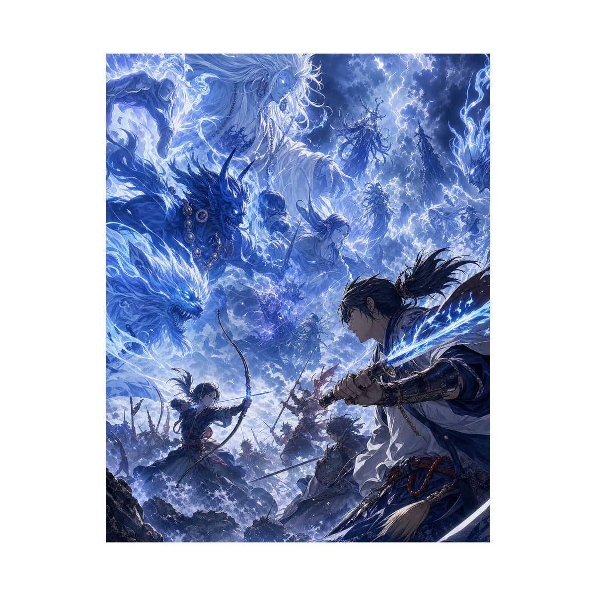 Battle Between Spirits And Humans - Anime Manga Art Print (Matte Poster) - Moikas