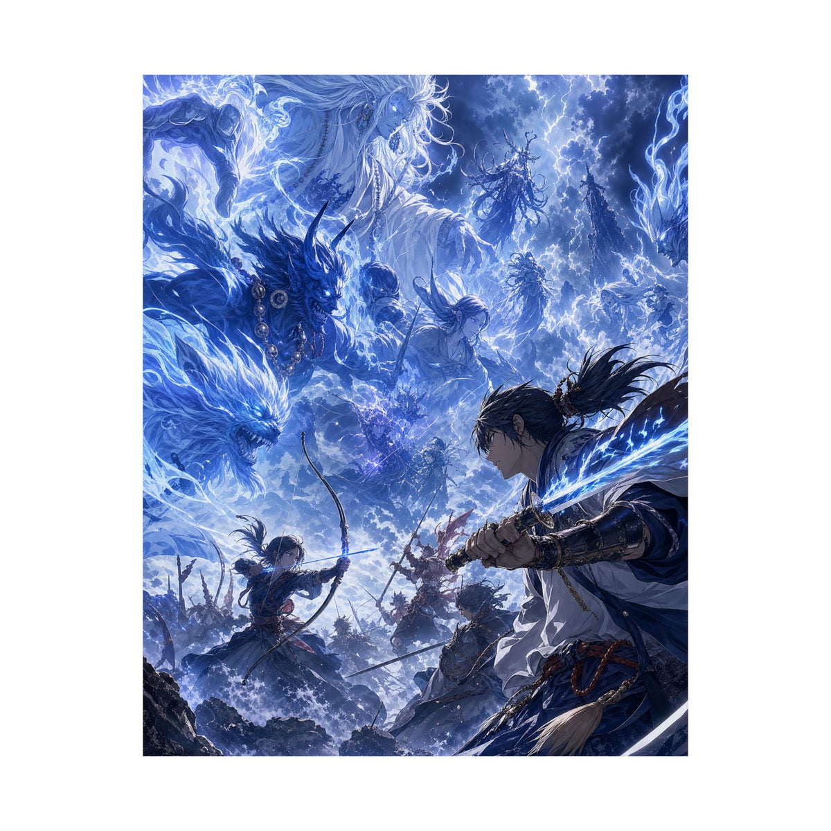 Battle Between Spirits And Humans - Anime Manga Art Print (Matte Poster) - Moikas