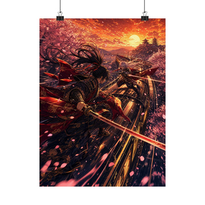 Battle On Train At Sunset - Anime Manga Art Print (Matte Poster) - Moikas