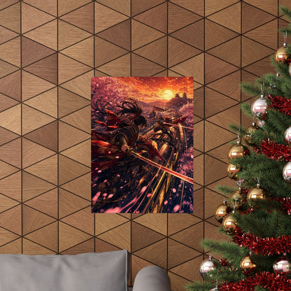 Battle On Train At Sunset - Anime Manga Art Print (Matte Poster) - Moikas
