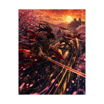 Battle On Train At Sunset - Anime Manga Art Print (Matte Poster) - Moikas
