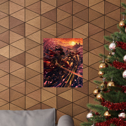 Battle On Train At Sunset - Anime Manga Art Print (Matte Poster) - Moikas