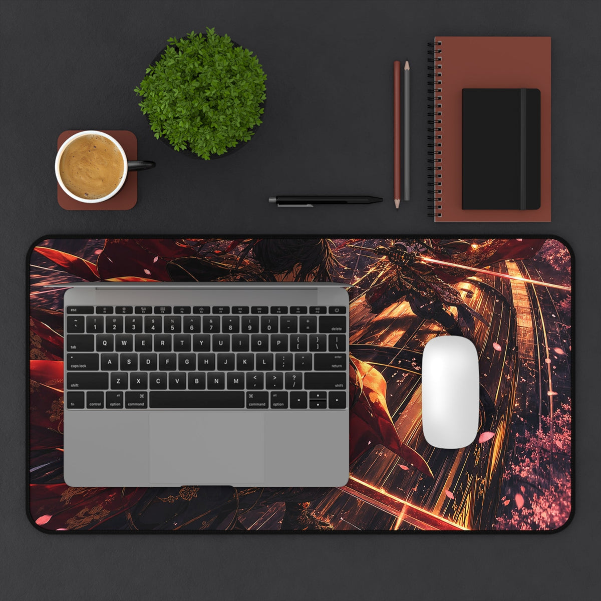 Battle On Train At Sunset - Anime Manga Gaming Desk Mat - Moikas