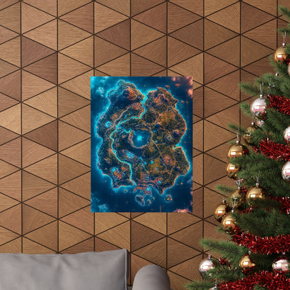 Battle Royale Island From Above - Gaming Culture Art Print (Matte Poster) - Moikas