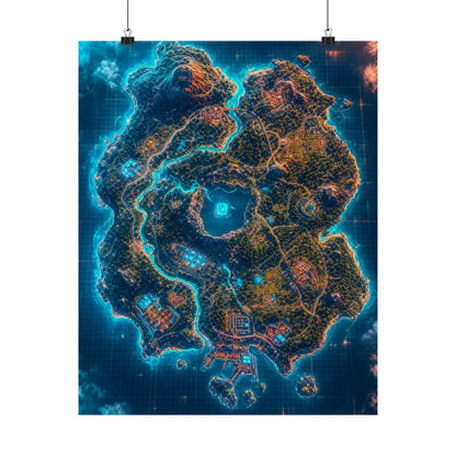 Battle Royale Island From Above - Gaming Culture Art Print (Matte Poster) - Moikas