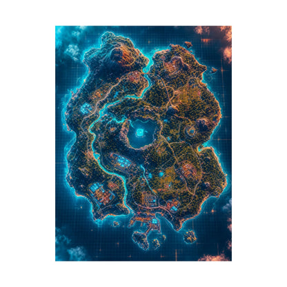 Battle Royale Island From Above - Gaming Culture Art Print (Matte Poster) - Moikas