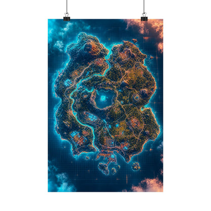 Battle Royale Island From Above - Gaming Culture Art Print (Matte Poster) - Moikas