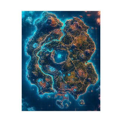 Battle Royale Island From Above - Gaming Culture Art Print (Matte Poster) - Moikas