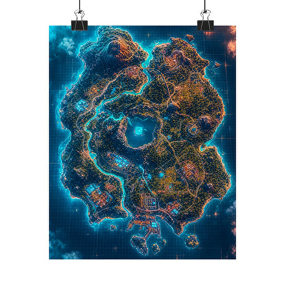 Battle Royale Island From Above - Gaming Culture Art Print (Matte Poster) - Moikas