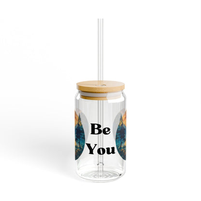 Be You - Ice Coffee Cup Glass Sipper 16oz Glass Tumbler Video Game Coffee Cup, Office Or Geek Gift - Moikas