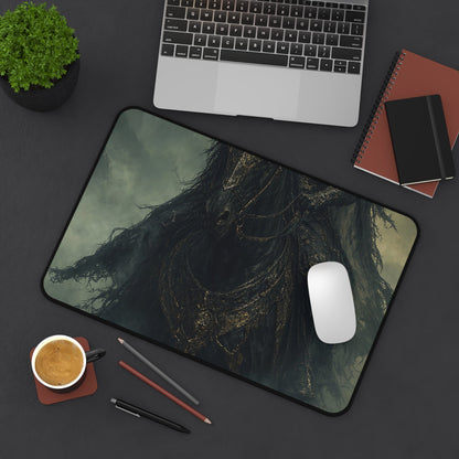 Black Knight Riding Through Mist - Dark Fantasy Gaming Desk Mat - Moikas