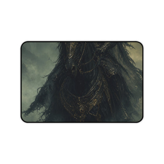 Black Knight Riding Through Mist - Dark Fantasy Gaming Desk Mat - Moikas