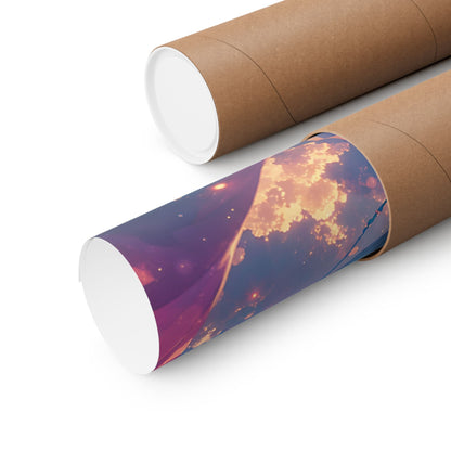 Celestial Dragon Dancing In Clouds - Anime Manga Art Print (Matte Poster) - Moikas