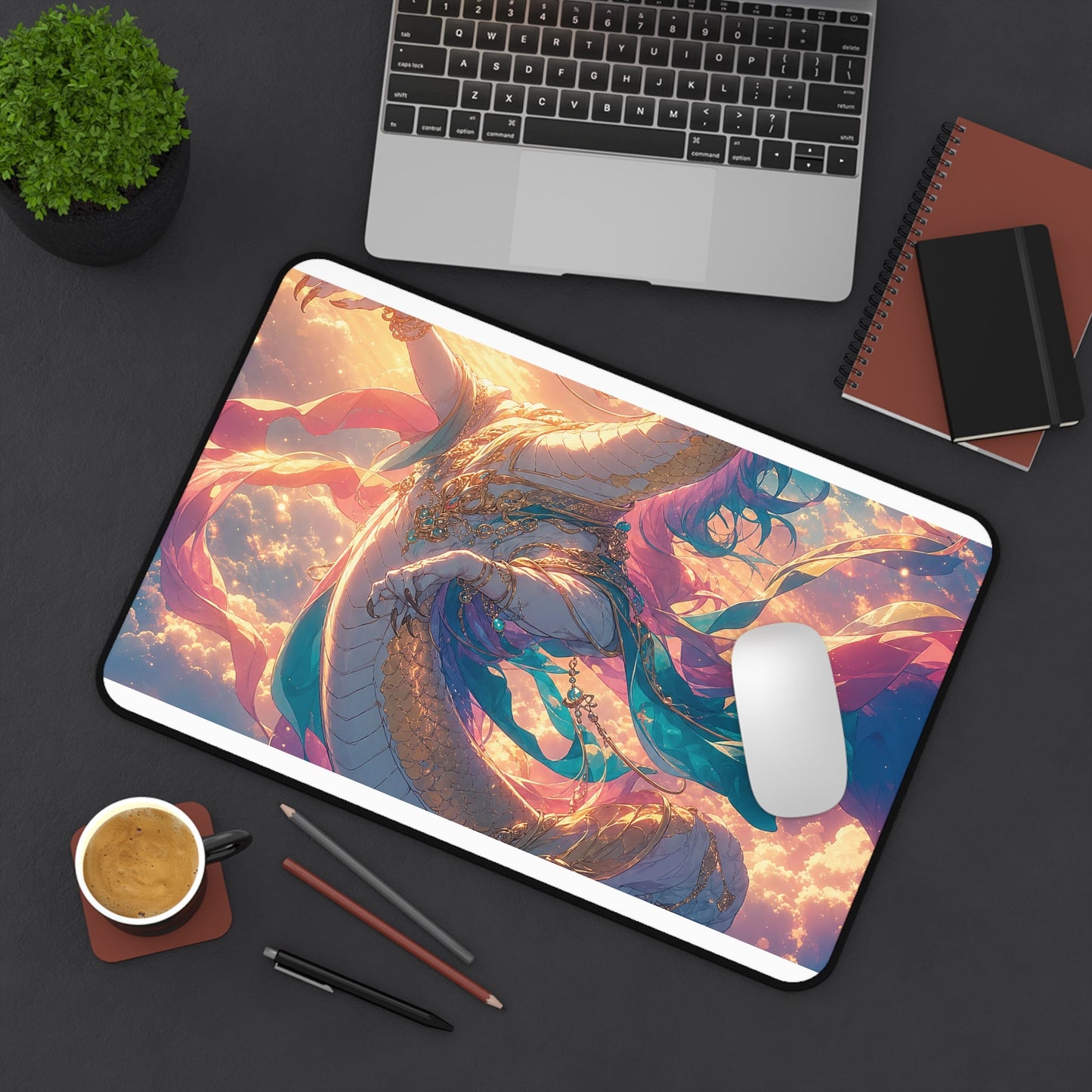 Celestial Dragon Dancing In Clouds - Anime Manga Gaming Desk Mat - Moikas