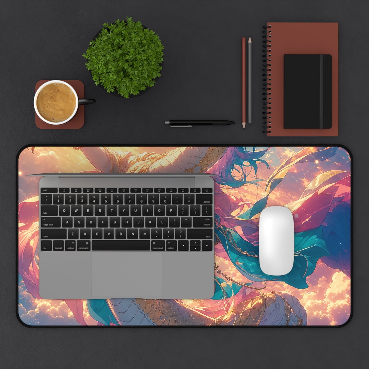Celestial Dragon Dancing In Clouds - Anime Manga Gaming Desk Mat - Moikas