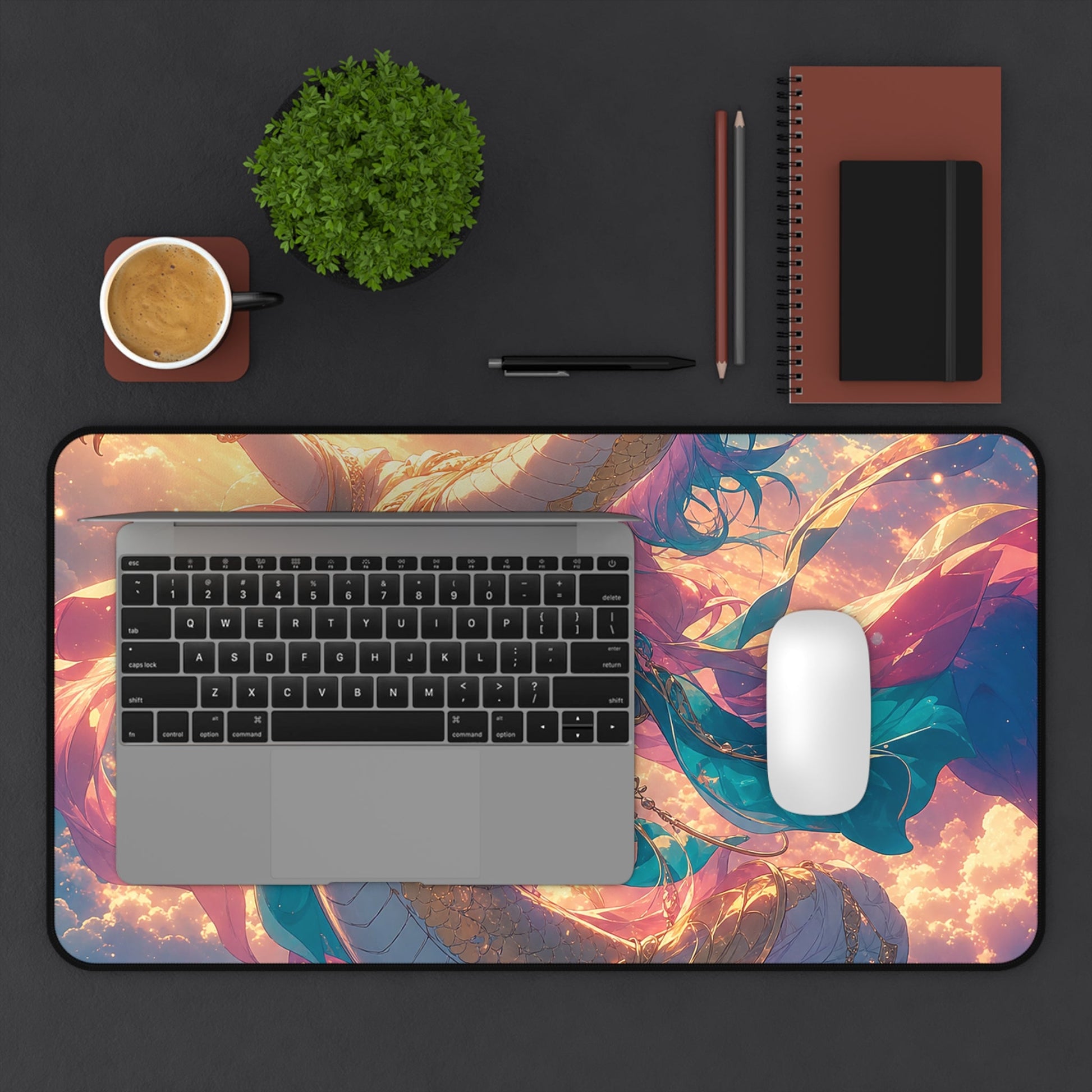 Celestial Dragon Dancing In Clouds - Anime Manga Gaming Desk Mat - Moikas