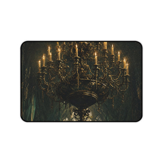 Chandelier In Ruined Hall - Dark Academia Gaming Desk Mat - Moikas