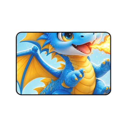 Chibi Dragon Breathing Tiny Fire - Kawaii Gaming Gaming Desk Mat - Moikas