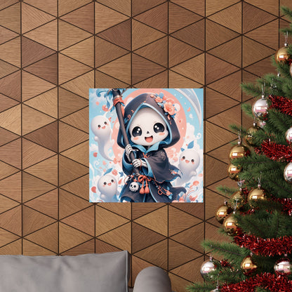 Chibi Grim Reaper With Scythe - Kawaii Gaming Art Print (Matte Poster) - Moikas