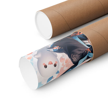 Chibi Grim Reaper With Scythe - Kawaii Gaming Art Print (Matte Poster) - Moikas