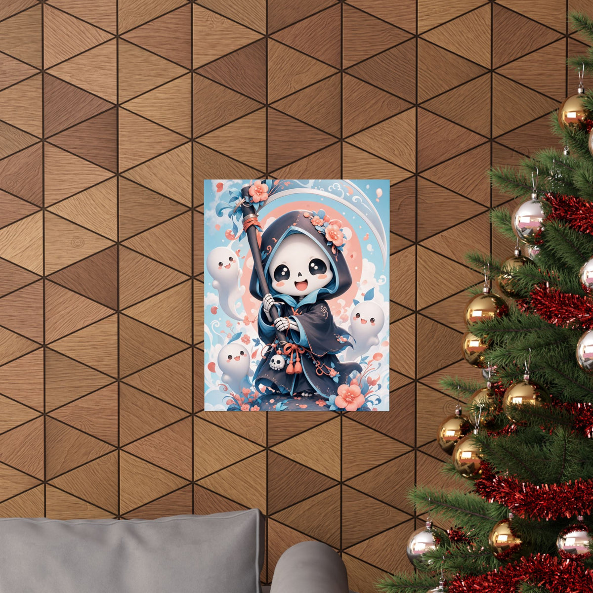Chibi Grim Reaper With Scythe - Kawaii Gaming Art Print (Matte Poster) - Moikas