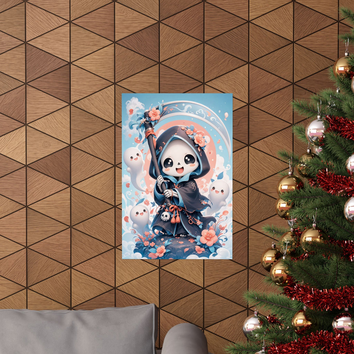 Chibi Grim Reaper With Scythe - Kawaii Gaming Art Print (Matte Poster) - Moikas