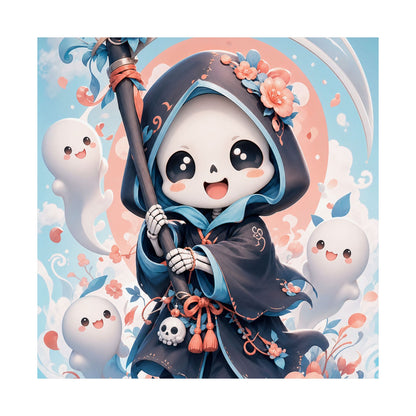 Chibi Grim Reaper With Scythe - Kawaii Gaming Art Print (Matte Poster) - Moikas