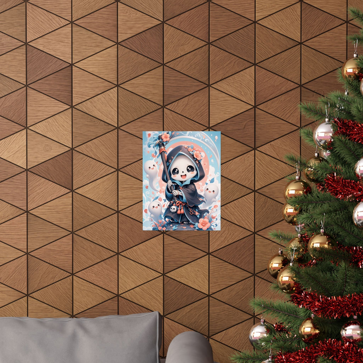 Chibi Grim Reaper With Scythe - Kawaii Gaming Art Print (Matte Poster) - Moikas