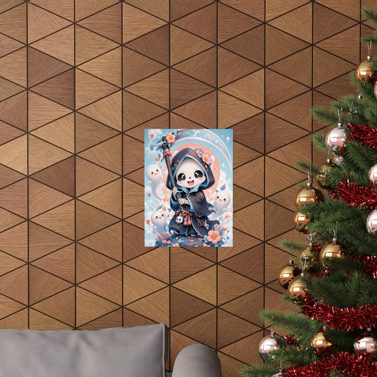 Chibi Grim Reaper With Scythe - Kawaii Gaming Art Print (Matte Poster) - Moikas
