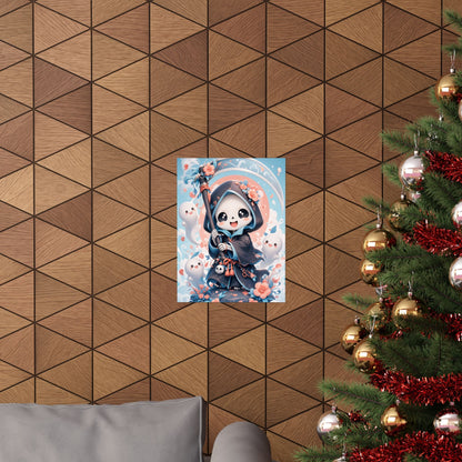 Chibi Grim Reaper With Scythe - Kawaii Gaming Art Print (Matte Poster) - Moikas
