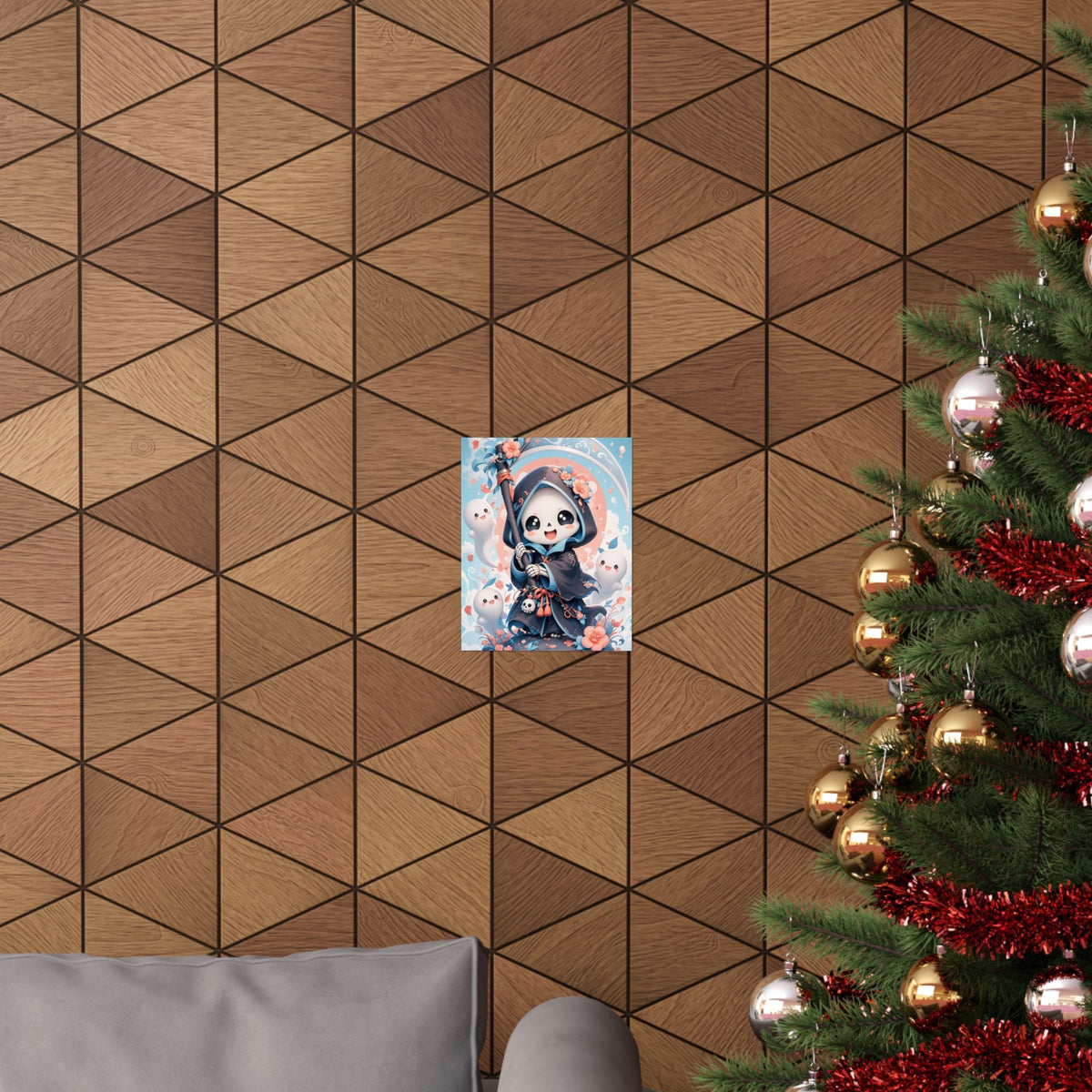 Chibi Grim Reaper With Scythe - Kawaii Gaming Art Print (Matte Poster) - Moikas