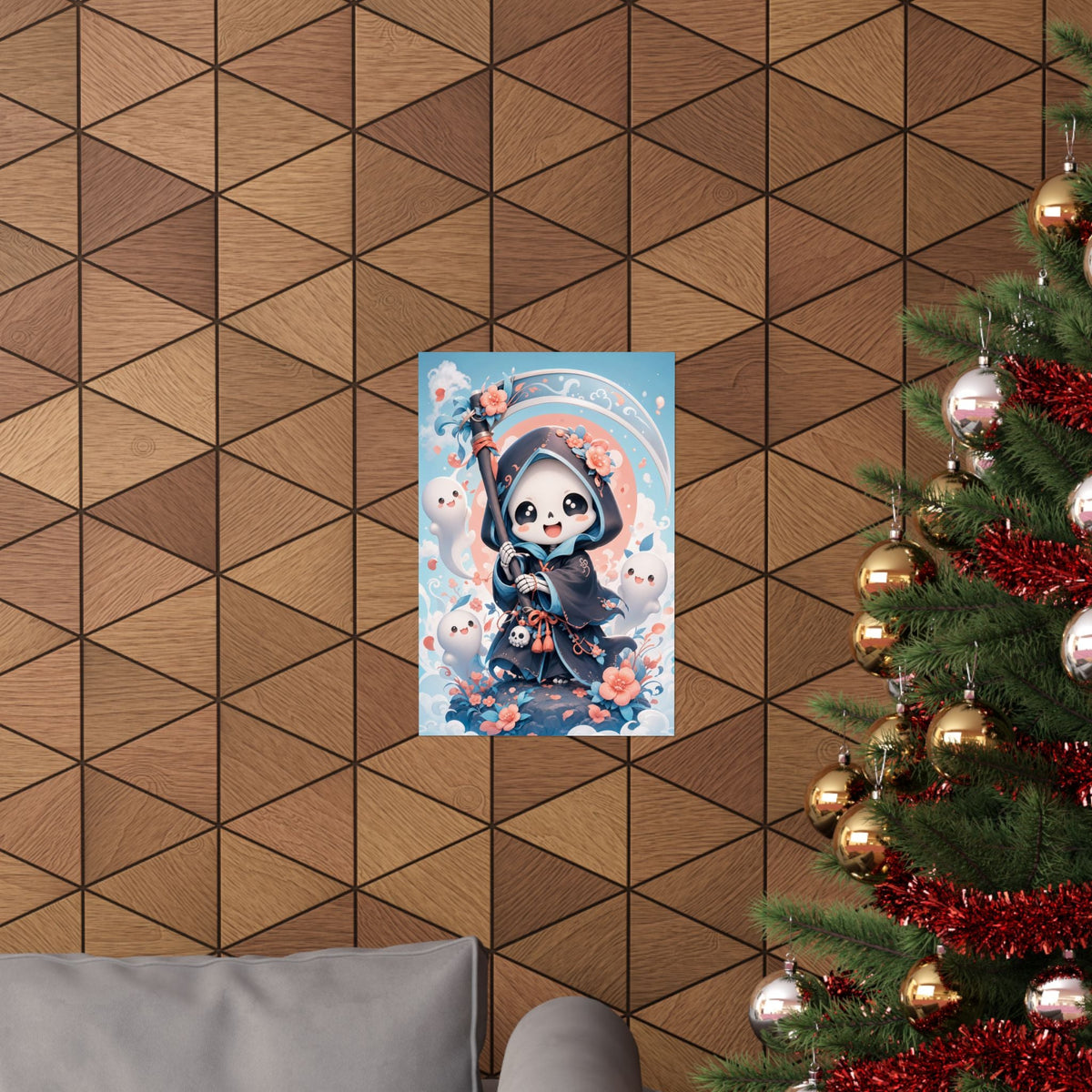 Chibi Grim Reaper With Scythe - Kawaii Gaming Art Print (Matte Poster) - Moikas