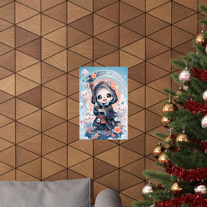 Chibi Grim Reaper With Scythe - Kawaii Gaming Art Print (Matte Poster) - Moikas