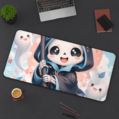 Chibi Grim Reaper With Scythe - Kawaii Gaming Gaming Desk Mat - Moikas
