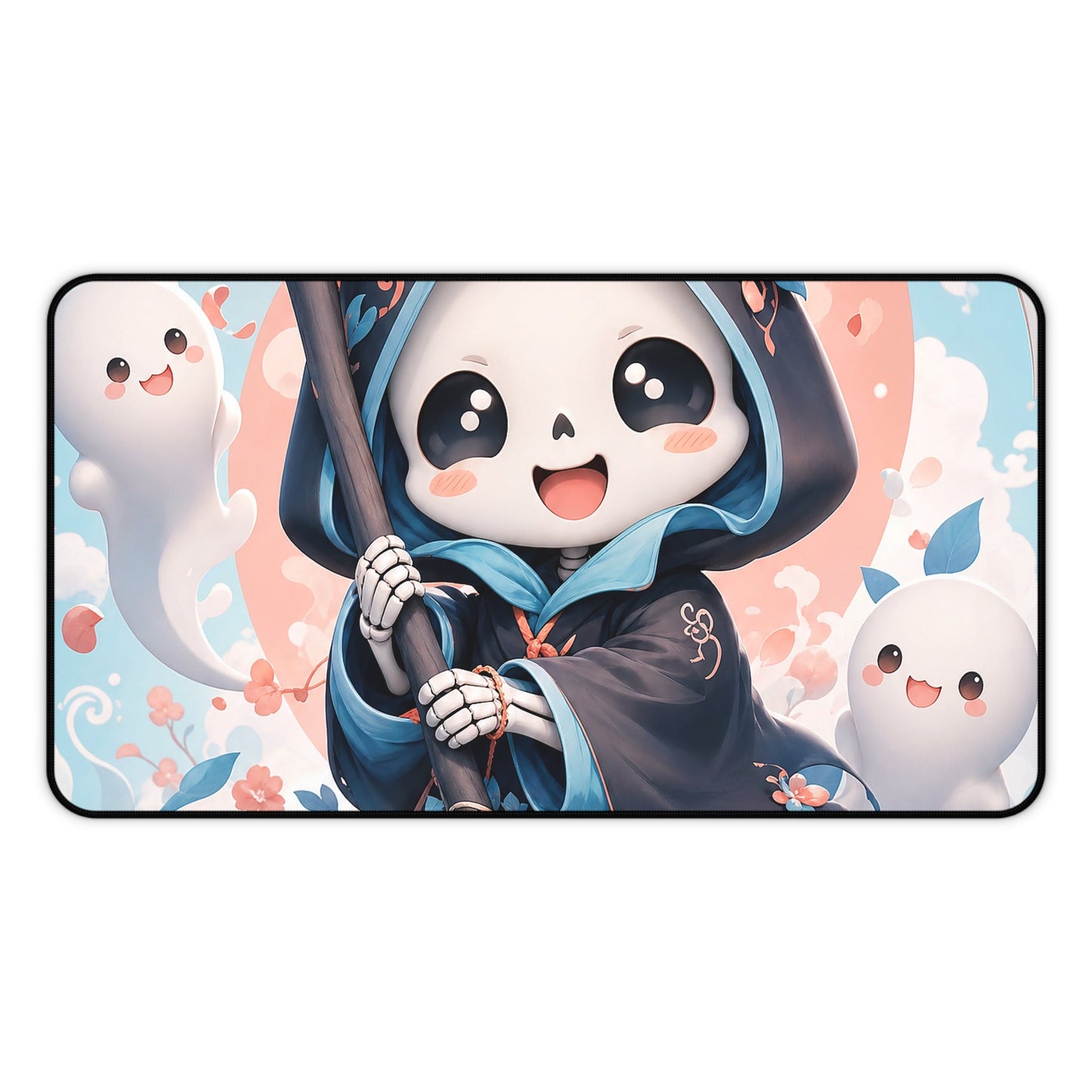 Chibi Grim Reaper With Scythe - Kawaii Gaming Gaming Desk Mat - Moikas